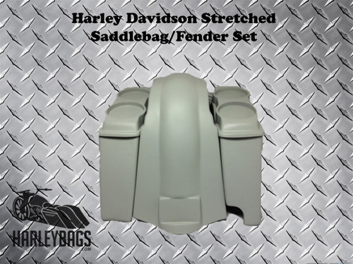 Harley 4" Stretched Saddlebags w/ Dual Speaker Lids, 2-in-1 Right Side Cut Out 