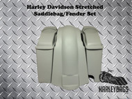 Harley 4" Stretched Saddlebags w/Speaker Lids & Fender, 2-in-1 Right Cut Out 