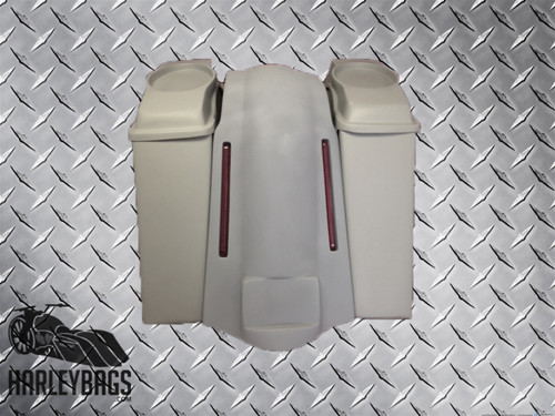 Harley 6" Stretched Saddlebags & LED Fender - No Cut Outs, 6"x9" Speaker Lids 