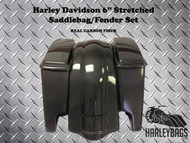 Harley Davidson 6" Carbon Fiber Stretched Saddlebags & Rear Fender
