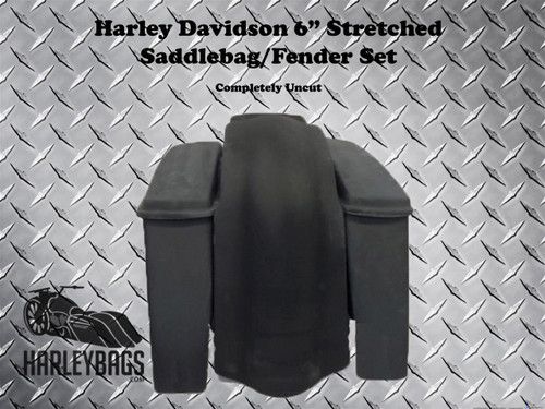 Harley Davidson 6" Extended Stretched Saddlebags & Rear Fender - No Cut Outs 
