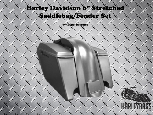 Harley Davidson Motorcycle 6" Extended Stretched Saddlebags, Lids & Rear Fender 