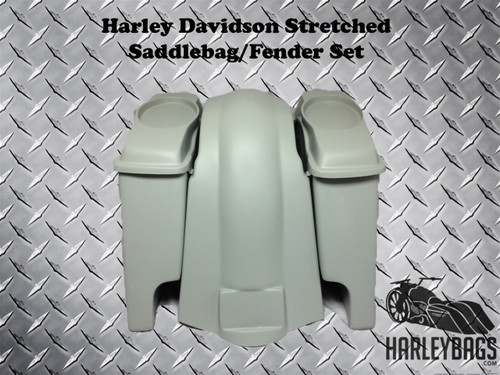Harley Davidson Softail 6" Stretched Saddlebags and Fender - Speaker Cut Lids 