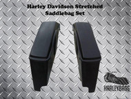 Harley Davidson Stretched Saddlebags, Lids - Dual Cut Outs- Heritage Softail Deluxe Fat Boy