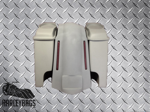 Harley Touring Stretched Saddlebags & Fender w/LED Brake Lights - 6" x 9" Lids 