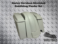 Softail Harley 6" Stretched Saddlebags with Speaker Lids + Fender 2-in-1 Exhaust 