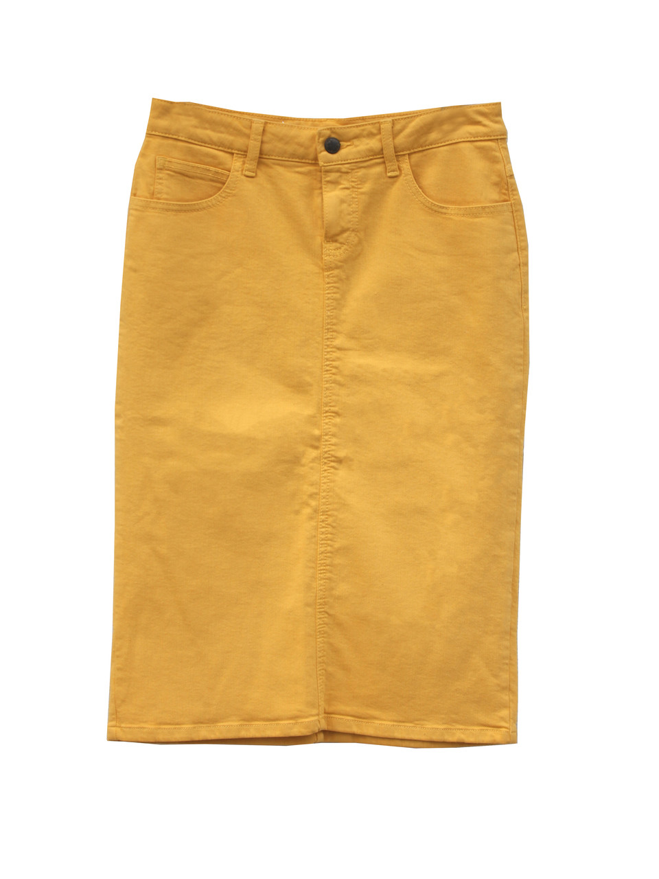 Colored Denim Skirt - Vibrant Mustard 