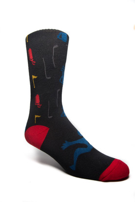 Fancy Socks Men's Golf Motif Black/Red/Blue