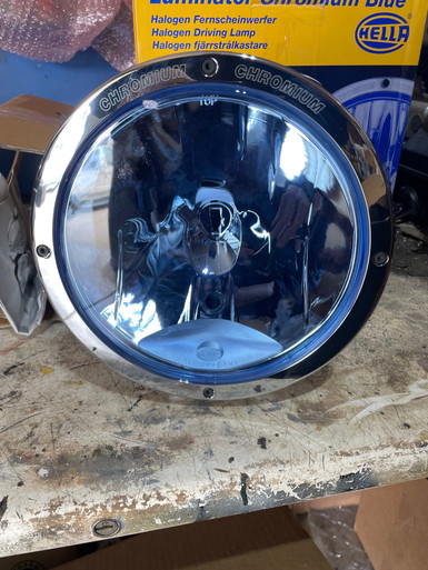 HELLA 4000 9" CHROMIUM LIGHTS  BLUE GLASS LENS