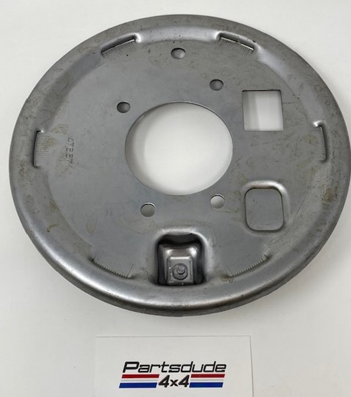 Transfer case mounted parking brake backing plate Jeepster Guru