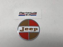Jeep logo, round decal, Mylar backed with late font
