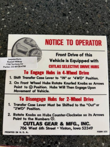 CUTLASS DIRECTIONS STICKER