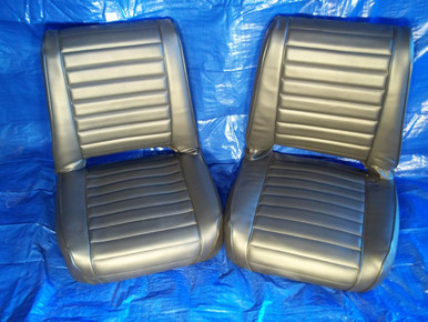Black Horizontal Tuck and Roll Pleated Front Seat. CJ as Well
