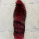 Dyed Red Blue Frost Fox Tail 19" - 22"