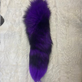 Dyed Purple Blue Frost Fox Tail 19" - 22"
