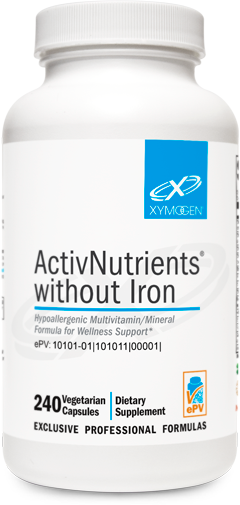 Xymogen ActivNutrients® without Iron
Hypoallergenic Multivitamin/Mineral Formula for Wellness Support*