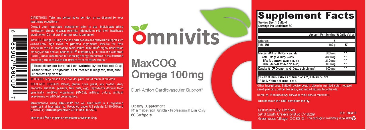 MaxCoQ Omega 100 mg | Monoglyceride Fish Oil + Bioidentical CoQ10 |  ProVitaMART