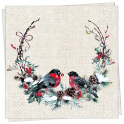 Birds In Wreath Cocktail Napkin