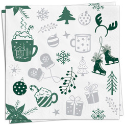Frosty Elements Green Luncheon Napkin