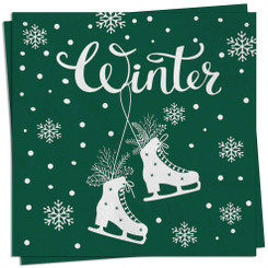 Winterskate Green Luncheon Napkin