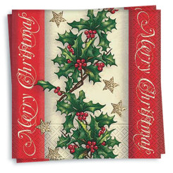 Holly Border Cocktail Napkin