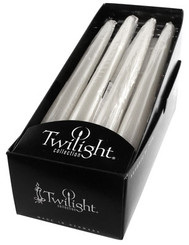 White Metallic Taper | 12 Pack