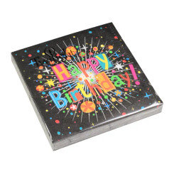 Happy Birthday Black Luncheon Napkin
