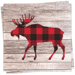 Plaid Moose Luncheon Napkin
