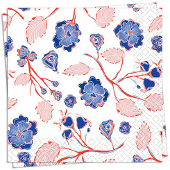 Red and Blue Flowers Luncheon Napkin