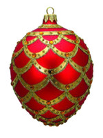 Thomas Glenn Red  and White Pine Cone Ornaments (Set of 2)