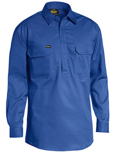 Bisley Royal Closed Front L/S Lightweight Cotton Drill Shirt