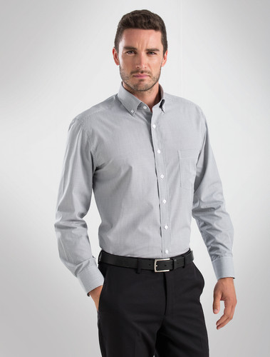 John Kevin Mens Grey L/S Multicheck Shirt