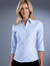 Ladies 3/4 Sleeve Blue Oxford Shirt