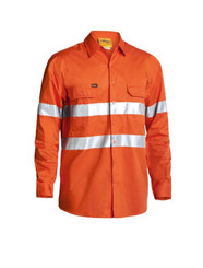 Bisley Cool Lightweight Gusset Cuff Hi Vis Mens Shirt with 3M Reflective Tape - Long Sleeve