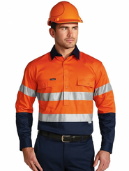 Closed Front Hi Vis L/S Drill Shirt - BTC6456