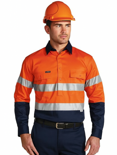 Closed Front Hi Vis L/S Drill Shirt - BTC6456