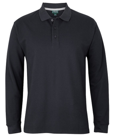 Black 100% Cotton Long Sleeve Polo