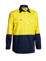 Bisley 2 Tone Hi Vis Cool L/S Lightweight Gusset Cuff Shirt