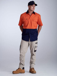 Bisley 2 Tone Hi Vis Cool S/S Lightweight Gusset Cuff Shirt