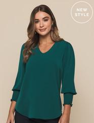 Cleo V-Neck Top 3/4 Sleeve Top