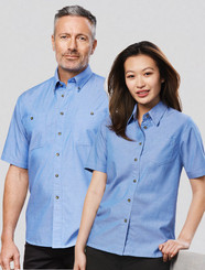 Wrinkle Free Mens & Ladies  S/S Chambray Shirt