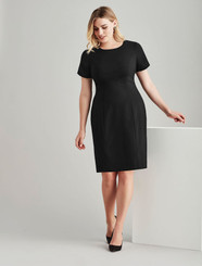 Short Sleeved Wool Blend Shift Dress