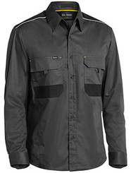 Bisley Flex & Move™ Mechanical Stretch Charcoal Long Sleeved Shirt