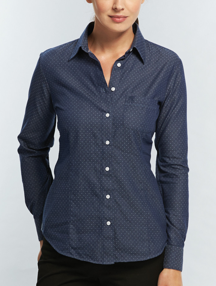 denim polka dot shirt