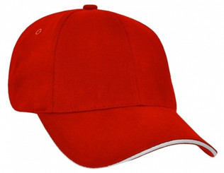 Heavy Brushed Cotton Red/White Sandwich Peak Cap