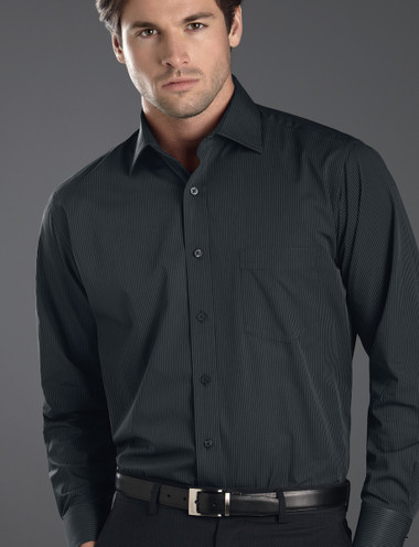 John Kevin Mens Long Sleeve Dark Stripe Shirt