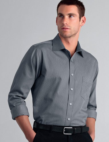 John Kevin Mens Long Sleeve Pin Stripe Shirt