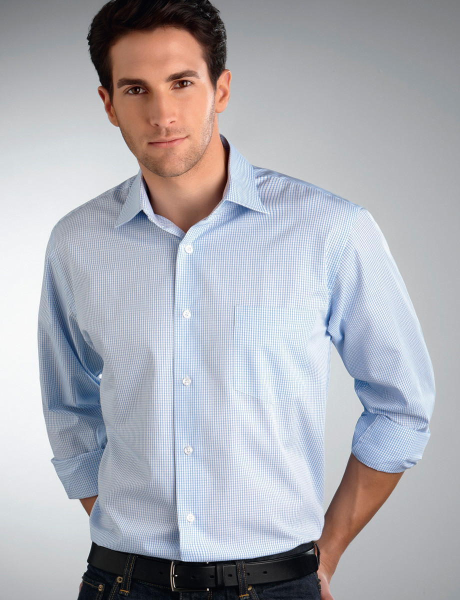 John Kevin Mens Long Sleeve Mini Check 