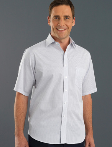 John Kevin Mens Short Sleeve Mini Check Shirt