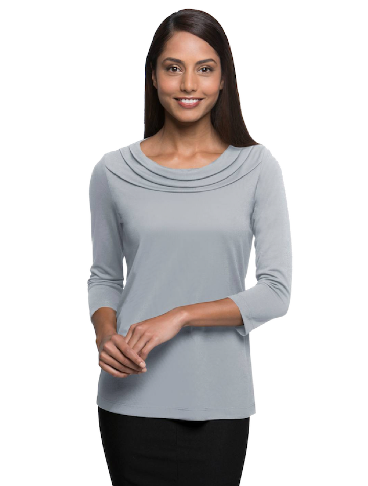 Eva 3/4 Sleeve Cowl Neck Stretch Top